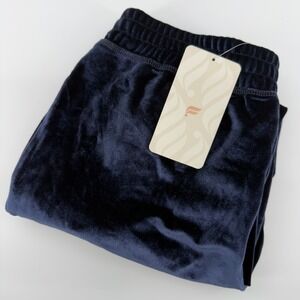 NEW Fabletics Velour Jogger Pants Navy Blue Womens‎ Size M Elastic Waist Cuffed